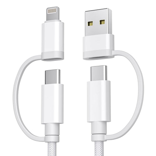 Basesailor iPad Mini 7 Charger,4 in 1 USB C Cable 6.6ft,60W Multi Charger Cord Universal Charging with USB A/Lightning Adapter for AirPods Pro 2 2023,AirPods Max 2024,iPhone 16 15 14,Apple iWatch 10 9