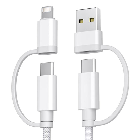 Basesailor iPad Mini 7 Charger,4 in 1 USB C Cable 6.6ft,60W Multi Charger Cord Universal Charging with USB A/Lightning Adapter for AirPods Pro 2 2023,AirPods Max 2024,iPhone 16 15 14,Apple iWatch 10 9