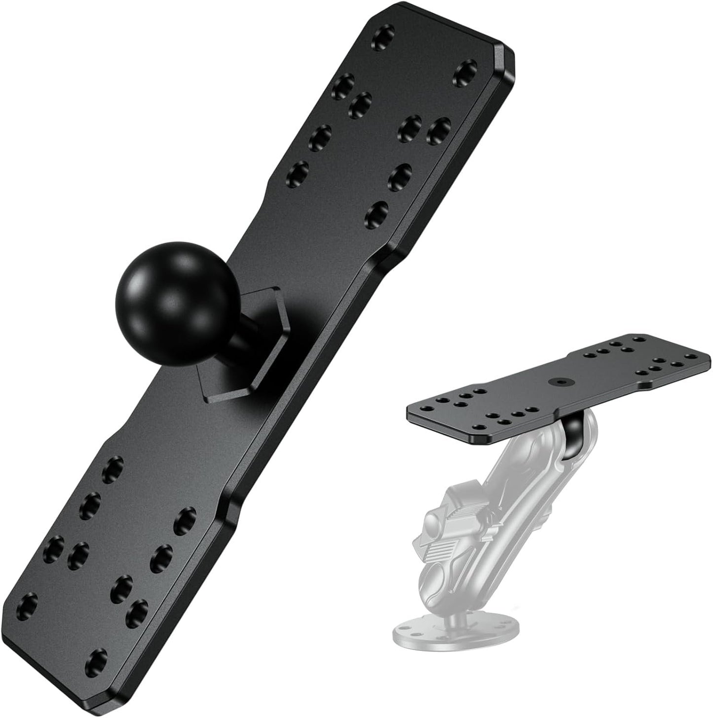 BRCOVAN Aluminum Alloy Marine Electronic Plate with 1'' TPU Ball for RAM Mounts B Size Double Socket Arm for Garmin/Humminbird/Lowrance GPS Chartplotters, Fish Finders and Marine Electronic Mount