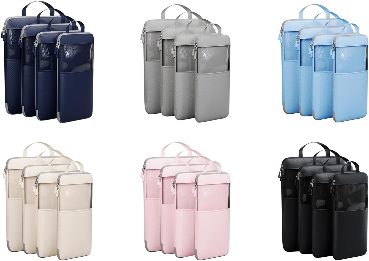 CAUNLA Set of 4 Efficient Luggage Organization Bags Functional Organized Packing Container Expandable Compression Cubes Bags