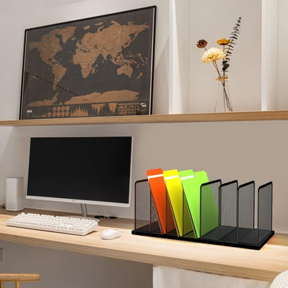 Kuntine.B Desk File Organizer 7 Upright Mesh Desktop Organizer File Sorter Office Organization File Holder for Home, Office & Classroom, 2 Pack