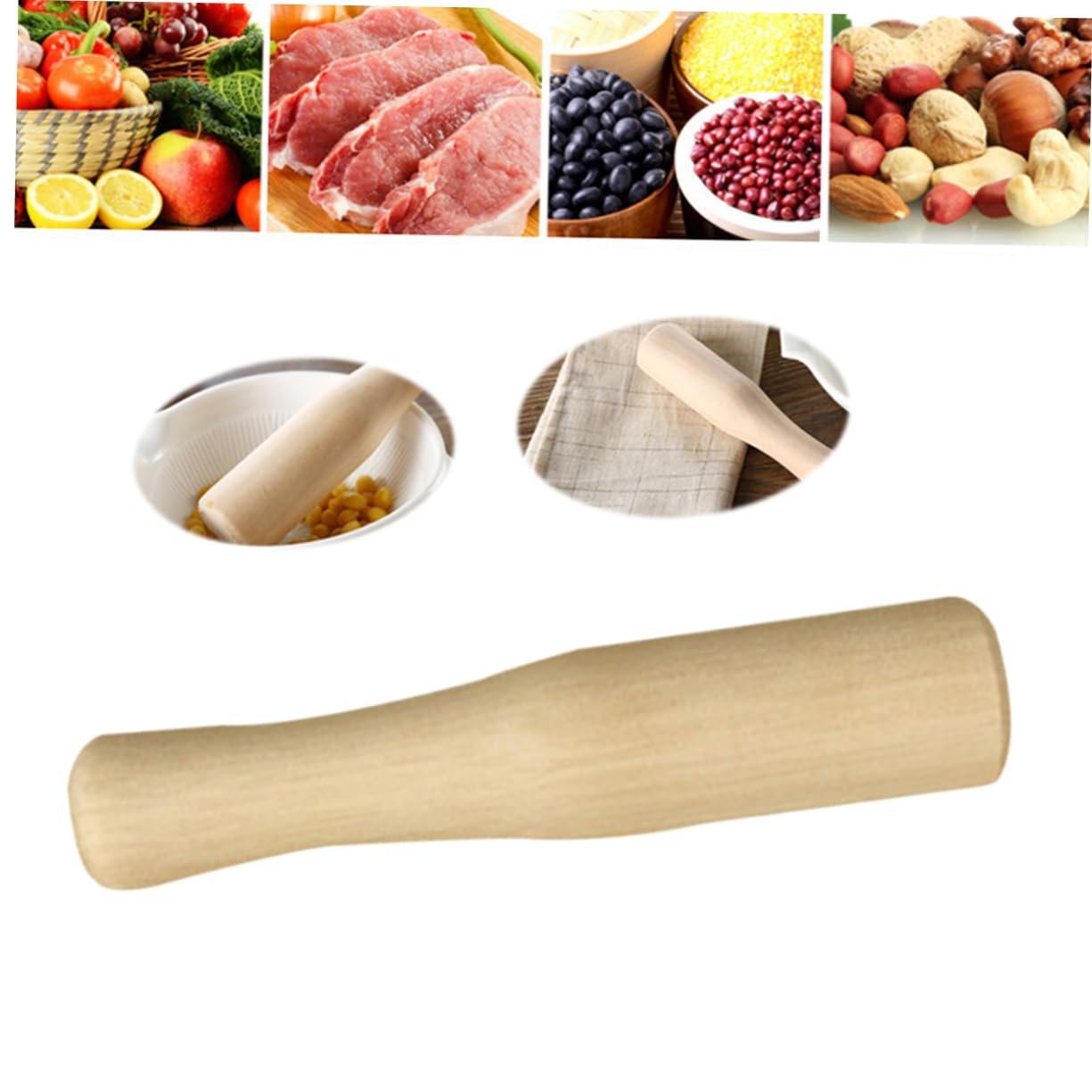 BESPORTBLE Wooden Sauerkraut Pounder and Pestle - Unfinished Wood Pounder for Crushing Garlic and Grinding in Home Kitchen - Essential Food Prep Gadget