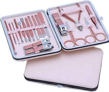 WSJQB Manicure Set Professional Nail Clippers Kit -18pcs Pedicure Strumenti per la Cura della Pedicure Acciaio Inossidabile Kit da toelettatura per Viaggi o casa