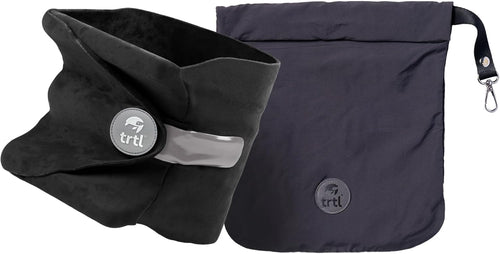 trtl Travel and Airplane Pillow - Real Sleeping Experience on Long Flights - Neck and Shoulder Support - Super-Soft, Lightweight, Easy-to-Carry - Machine-Washable Flight Pillow - Black