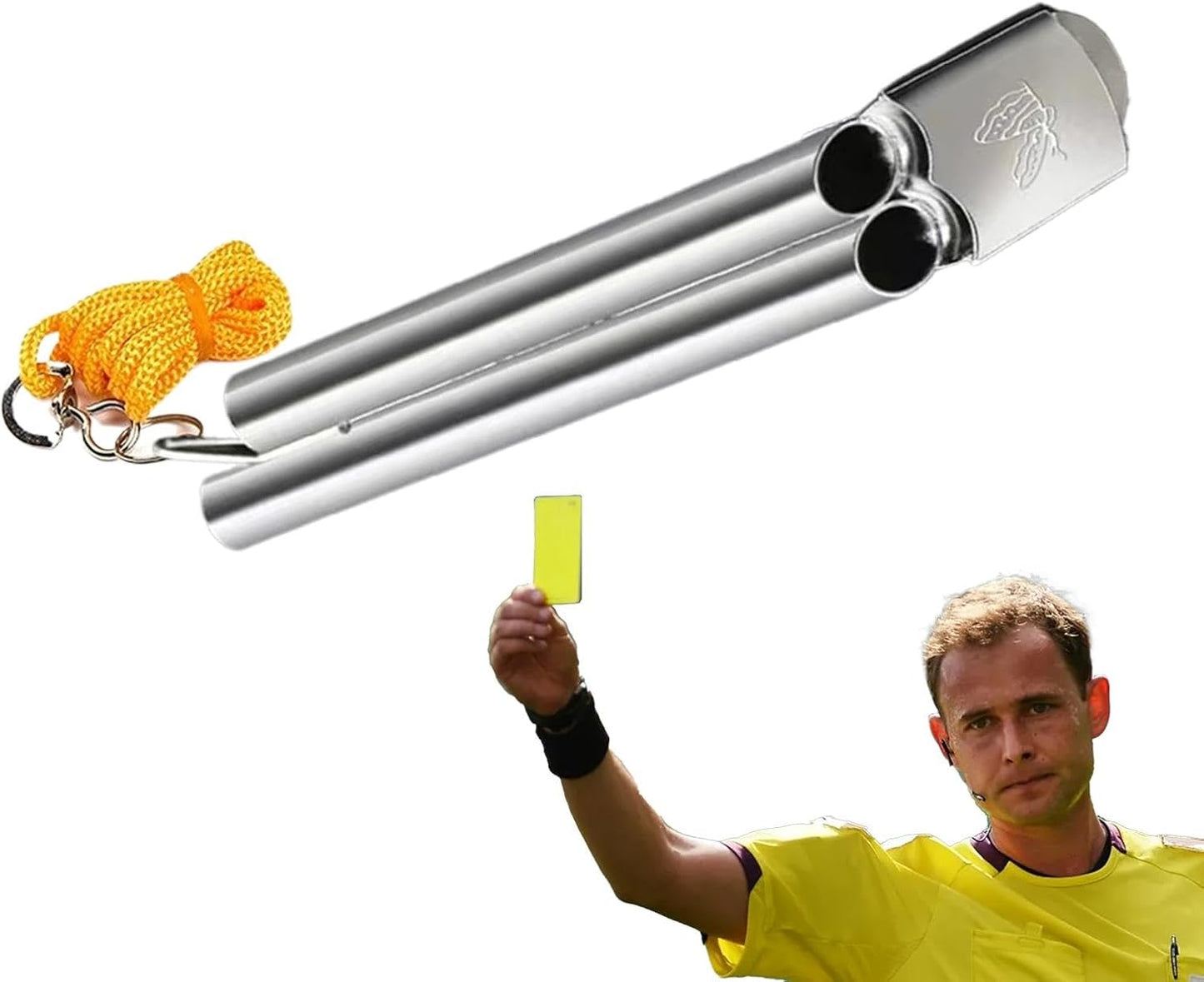 Générique Loud doppio tubo Whistle, Lifeguard Safety Whistle, 3,9 x 0,78 in Survival Tool, High-Volume Sound for Outdoor Camping, Hiking, Hunting, Boating, Essential Safety Supply