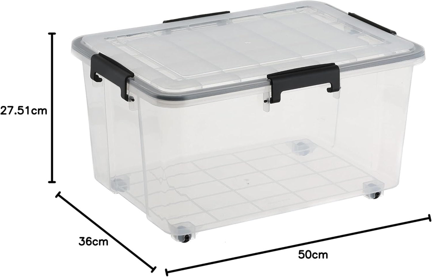Seymours 30L Super Seal Storage Box with Wheels â€“ Stackable Container with Sealed Lid for Secure, Dustproof, Waterproof Storage of Clothes, Tools, Toys, Documents, Seasonal Items, and More