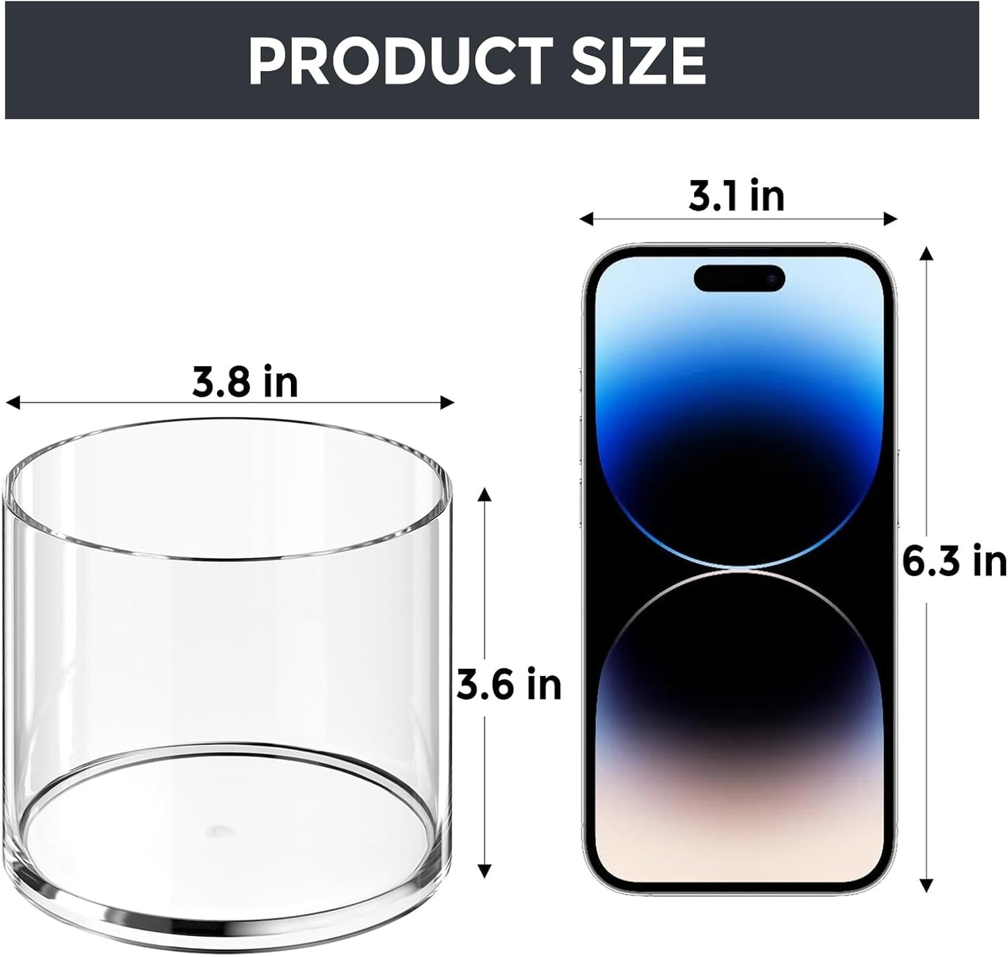 MaxGear Round Pen Holder 4 Pack Acrylic Cylinder Container, Pencil Holder for Desk Pen Cups for Utensil Makeup Brush, Clear Stationery Organizer for School Home Supplies Office Desk Accessories