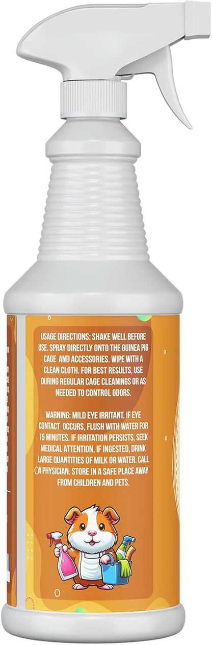 Riverside Essentials 32oz Guinea Pig Cage Cleaner & Deodorizer Spray - Safe & Effective Odor Eliminator for Small Animal Cages - Non-Toxic & Pet Safe Friendly Formula - Made in the USA