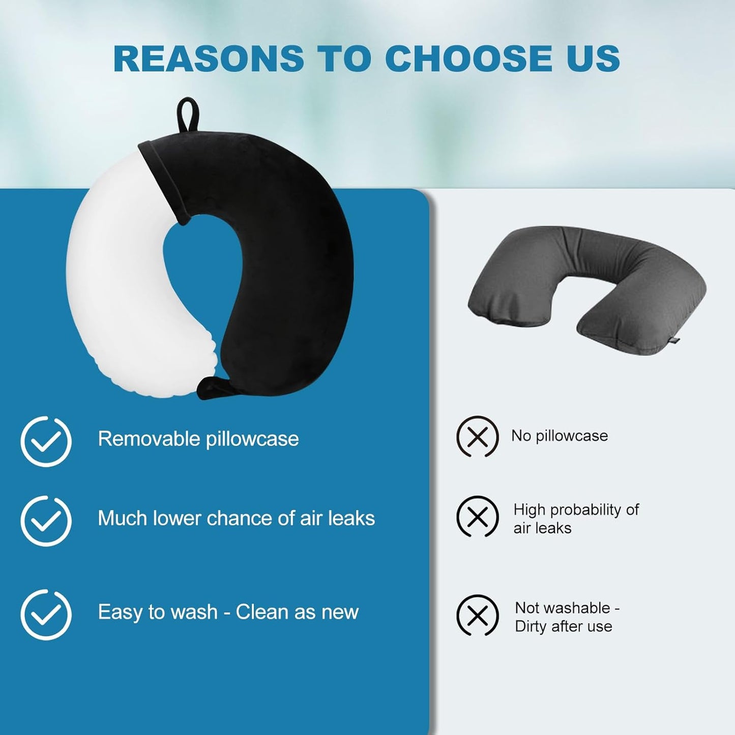 Cirorld Inflatable Travel Neck Pillow, Ultralight and Compact Airplane Pillow, Travel Neck Pillow, Includes Sleeping Mask, Ear Plugs, Carrying Bag