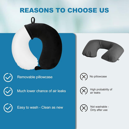 Cirorld Inflatable Travel Neck Pillow, Ultralight and Compact Airplane Pillow, Travel Neck Pillow, Includes Sleeping Mask, Ear Plugs, Carrying Bag