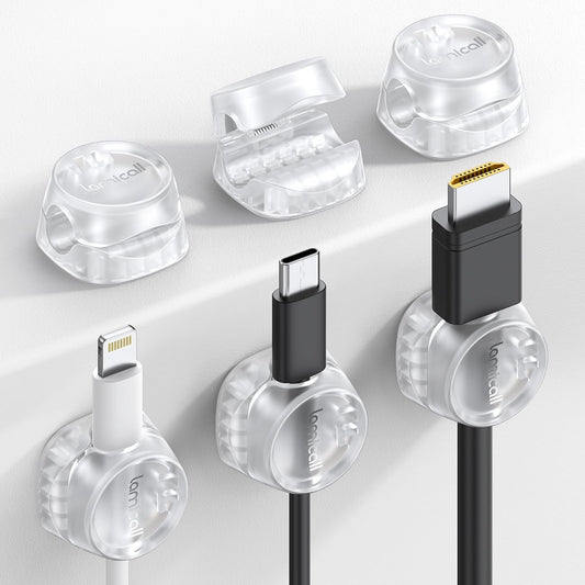 Clear Cord Organizers, Desk Office Accessories - Lamicall Acrylic Desktop Cable Management, Office Workspace Organizer Accessories for Wemen Men, Nightstand Decor, Home Office Organization Must Have