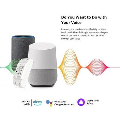 SONOFF Basic R2 10A Smart WiFi Wireless Light Switch, Universal DIY Module for Smart Home Automation Solution, Compatible with Alexa & Google Home Assistant, Compatible with IFTTT, No Hub Required