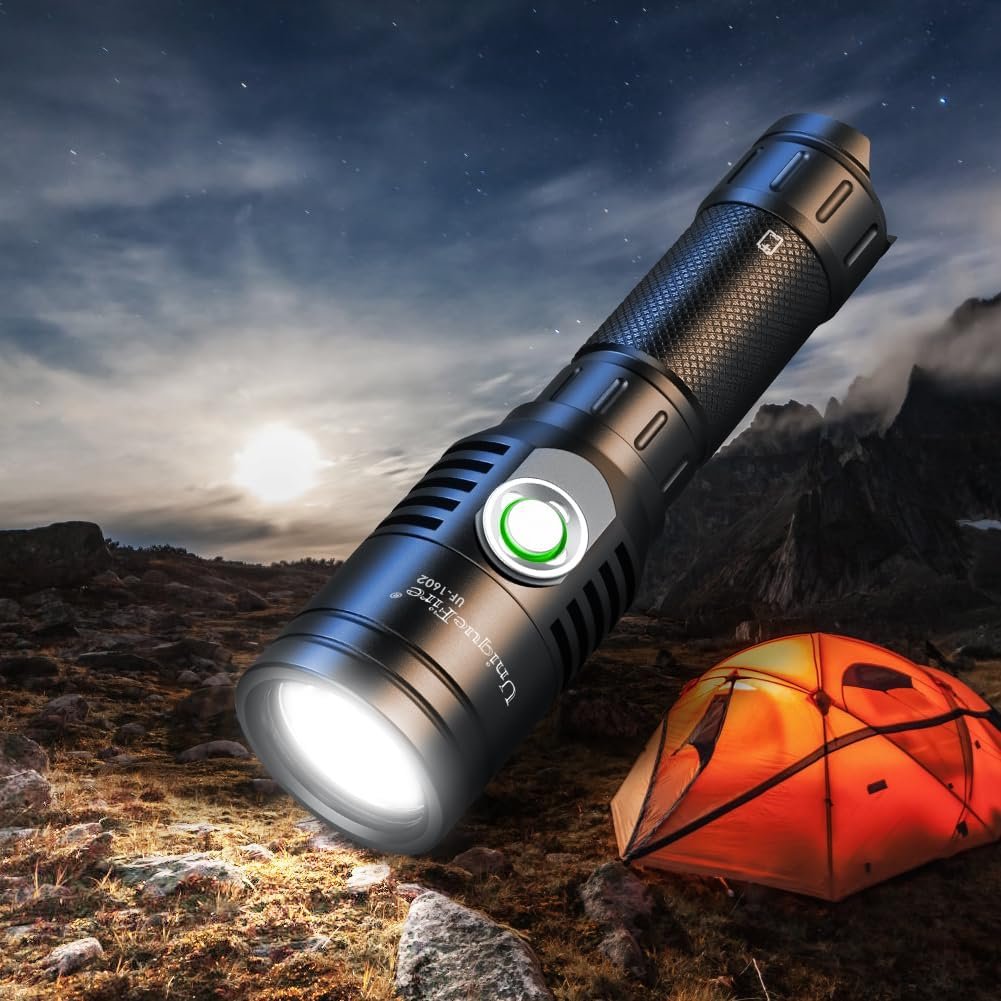 UniqueFire Portable Tactical Mini Flashlight, 1602 3 Modes LED Flashlight 3600 High Lumen Duty Torch Light, Bright Small Flash Light for Hiking,Camping, Emergency