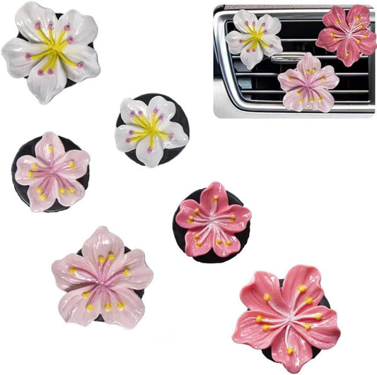 Cute Air Fresheners Vent Clips 6 PCS, Flower Car Air Vent Clips Pink Accessories Interior Aesthetic Women Car Air Conditioning Vents Decorations (Peach Blossom)