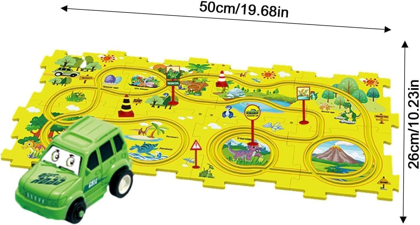 Children's Educational Puzzle Track Car Play Set - 2024 New DIY Assembling Electric Trolley, Puzzle Track Play with Vehicles Battery-Operated, Thinking Educational Toys for Kids 3+ (Space)
