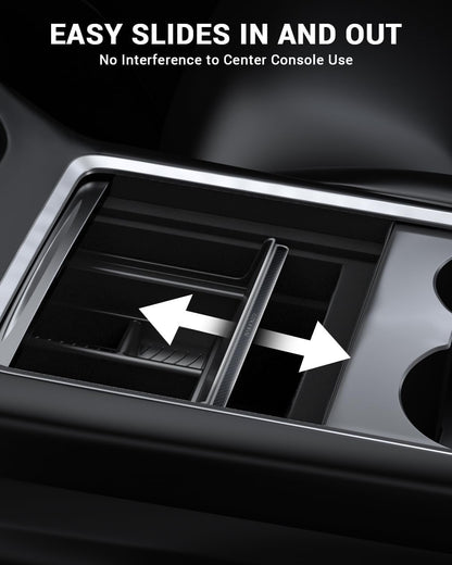 BASENOR 3PCS Tesla Model Y Center Console Organizer [Carbon Fiber Edition] Armrest Hidden Storage Box, Custom for Model Y 2021-2024 Tesla Model 3 2021-2023, Tesla Interior Accessories