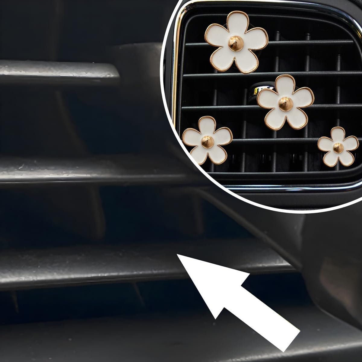 XINLIYA 8PCS Car Daisy Flower Air Vent Clip, Cute Auto Outlet Air Conditioning Clip, Sweet Girly Vehicle Gift for Women Girls, Car Interior Decor Universal Fit（White）