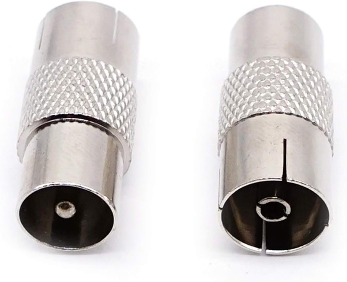 2 Pack TV Male Aerial Coaxial Cable Adaptor to PAL Female 9.5mm TV Satellite Antenna RF Coax Adapter Connector (TV M-F)