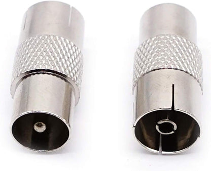 2 Pack TV Male Aerial Coaxial Cable Adaptor to PAL Female 9.5mm TV Satellite Antenna RF Coax Adapter Connector (TV M-F)