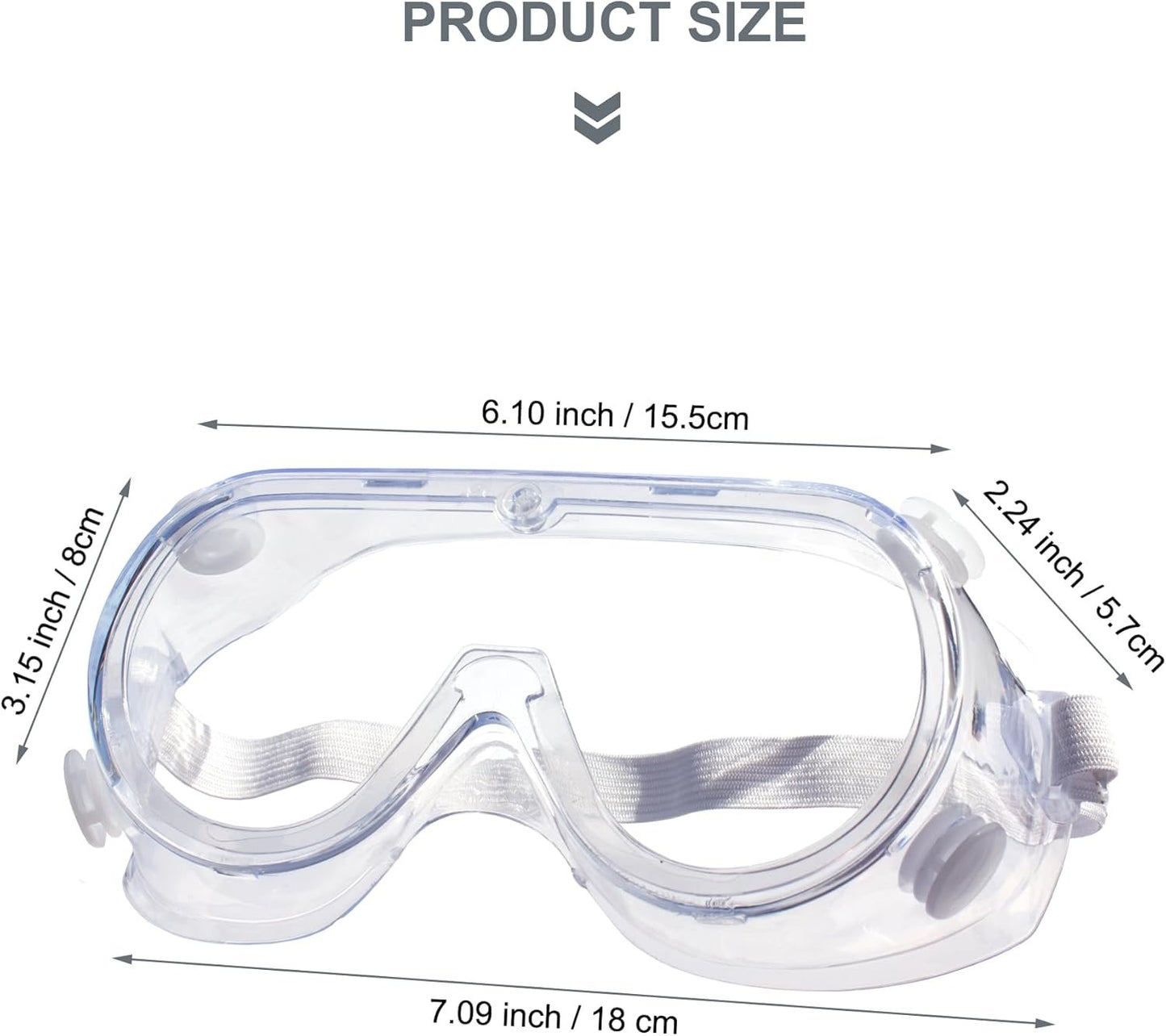 Eyeglasstor 4 Pack Protective Safety Goggle for lab chemistry soft lightweight goggles over prescription glasses Anti-Splash worker construction Eye protection Science Onion Cutting and More White