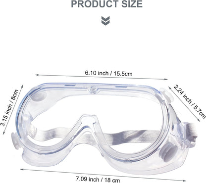Eyeglasstor 4 Pack Protective Safety Goggle for lab chemistry soft lightweight goggles over prescription glasses Anti-Splash worker construction Eye protection Science Onion Cutting and More White