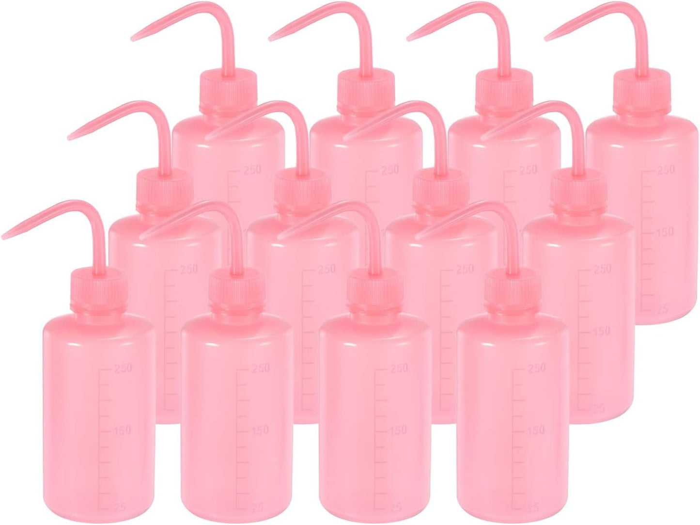 PATIKIL 12 Pcs Wash Bottle, 250ml 8oz Plastic Succulent Watering Bottle Eyelash Tattoo Rinse Wash Bottle for Plant Eyelash Extensions Irrigation Lab RV Gap Cleaning (Pink)
