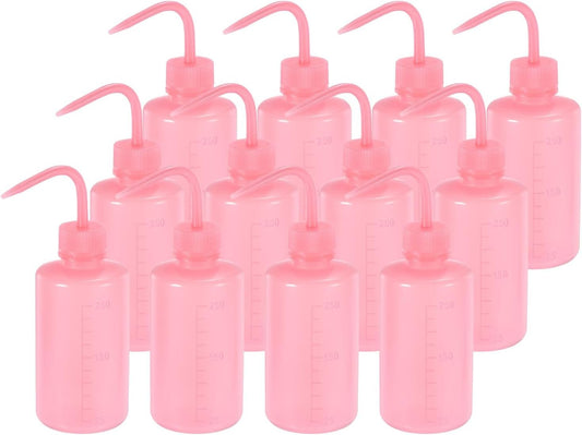 PATIKIL 12 Pcs Wash Bottle, 250ml 8oz Plastic Succulent Watering Bottle Eyelash Tattoo Rinse Wash Bottle for Plant Eyelash Extensions Irrigation Lab RV Gap Cleaning (Pink)