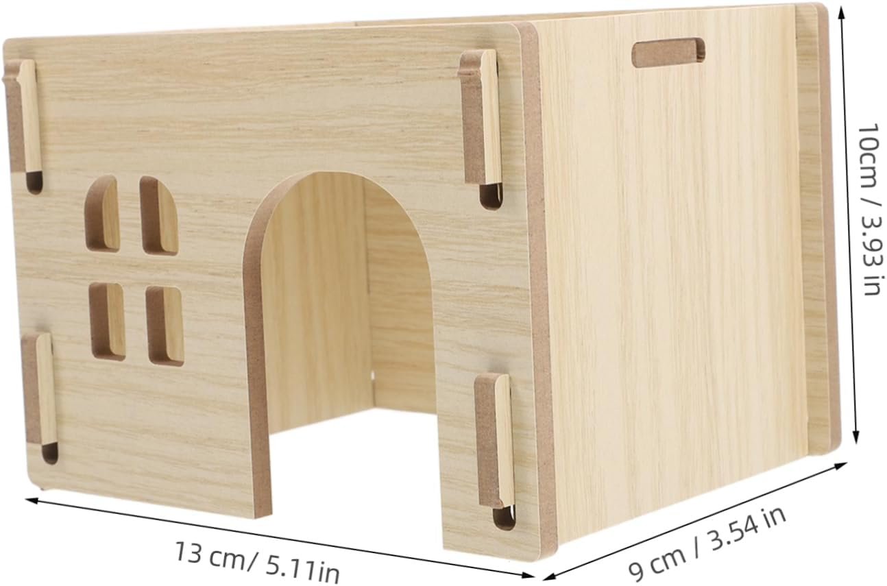 YARNOW Small Animal Hideout Villa Wooden Home for Hamster Guinea Pig Chinchilla Rat Mouse Gerbil Bunny Stylish and Secure Hideaway Feeding Watering Station