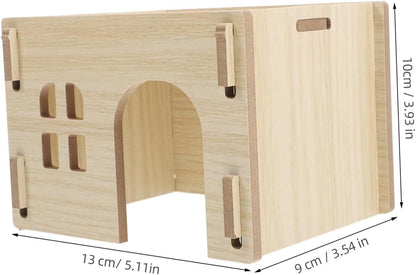 YARNOW Small Animal Hideout Villa Wooden Home for Hamster Guinea Pig Chinchilla Rat Mouse Gerbil Bunny Stylish and Secure Hideaway Feeding Watering Station