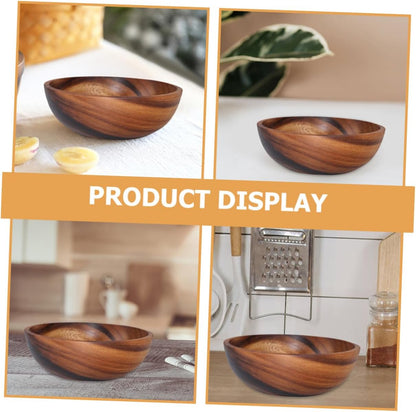 CONGARTENO 1pc Wooden Salad Bowl Kitchen Bowl for Fruits Salads Natural Log Design for Home Use Health Safety Crafted Versatile Serving