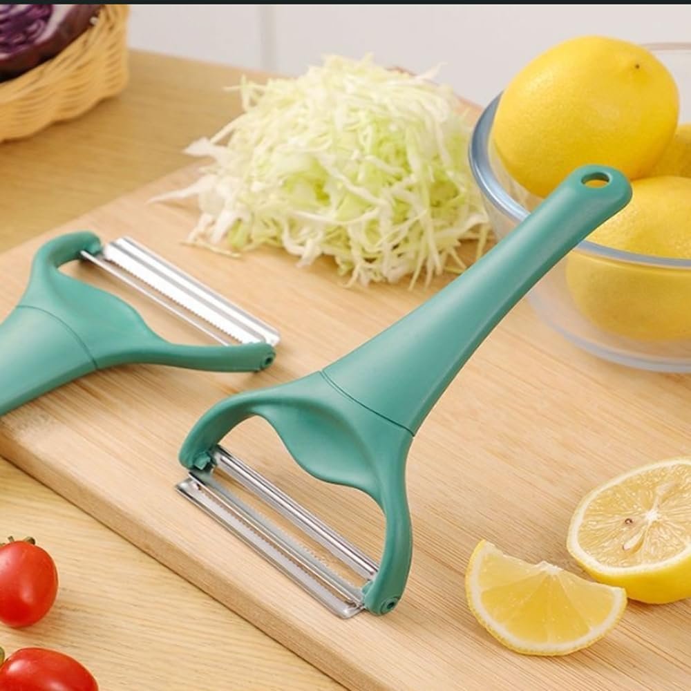 Cabbage Peeler Pro with 2 Blades, Julienne and Shaving Stainless Steel Vegetable Slicer for Cabbage, Heavy-Duty Dark Green Peeler for Slaw, Salads, and Bulk Meal Prep