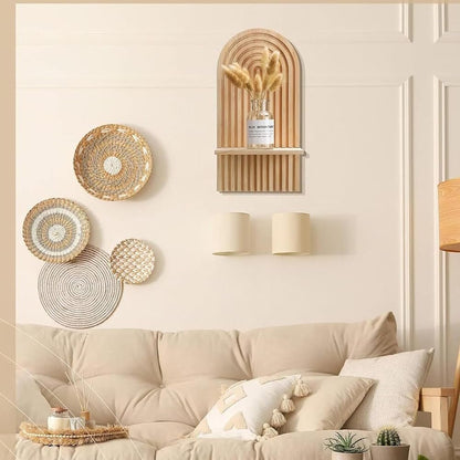 2 Pcs Boho Wooden Rainbow Wall Shelves Wall Mount Wooden Shelves Modern Shelf for Living Room Bathroom Bedroom Classroom Office Nursery Wall Decor