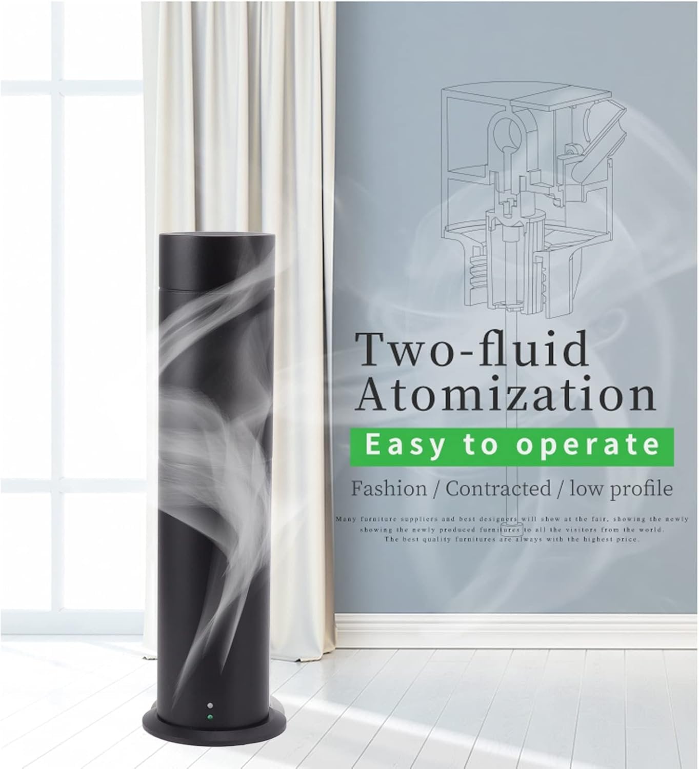 Essential Oil Diffuser, 120ml Smart Remote Control Scent Air Machine Adjustable Time and Fragrance Cylindrical Aromatherapy Diffuser with 200m3 Cover Range for Home Hotel (Black)