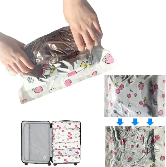 EDOKAR 15 Pack Travel Space Saver Compression Bags Vacuum Compression Packing Bags for Travel,Sealer Bag Roll-up Compression Storage Packing Organizers for Comforters Clothes (Pink, 15Pack)
