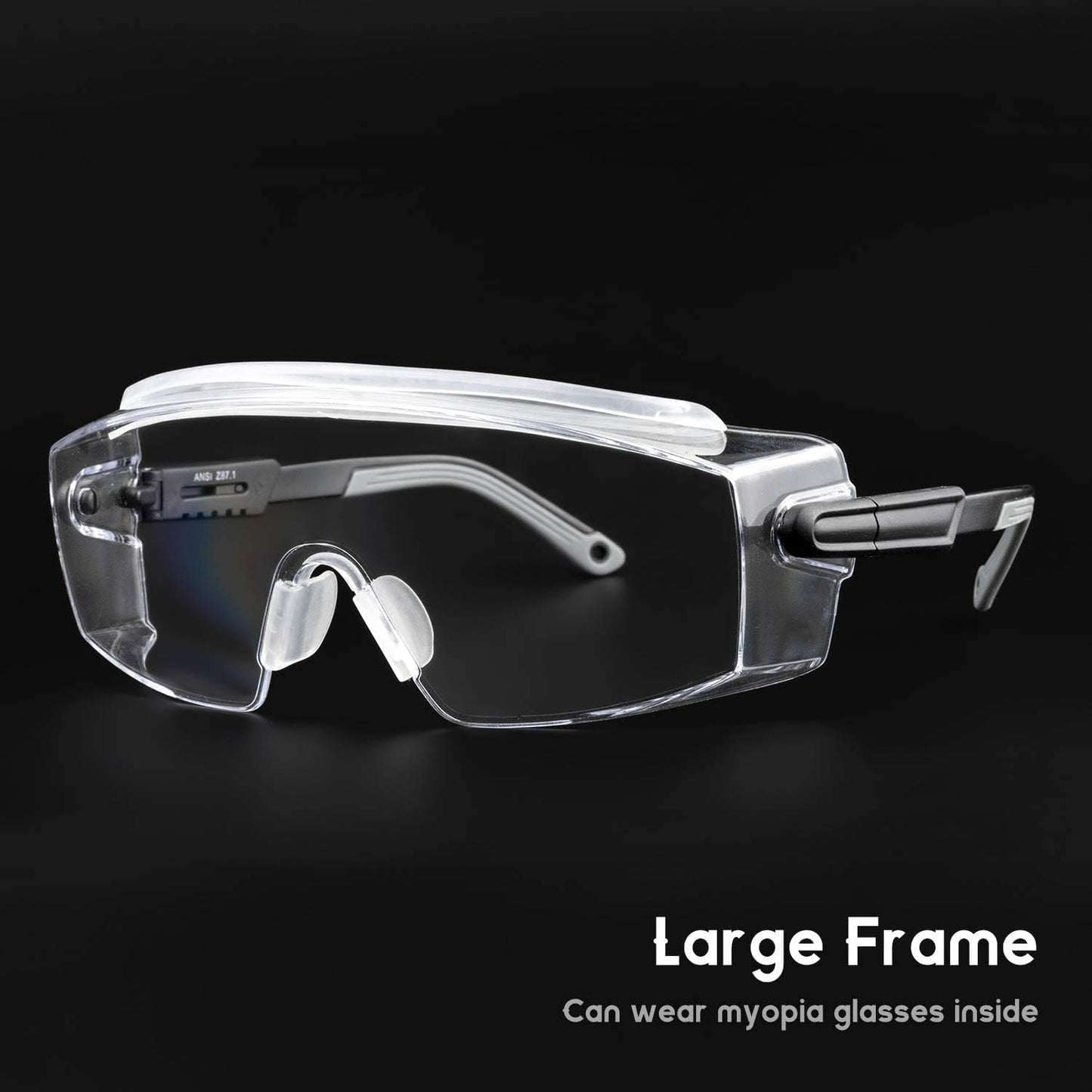 PAERDE Safety Glasses Protective Eyewear Fit over Eyeglasses,Clear Lenses Anti Fog Eye Goggles Protection