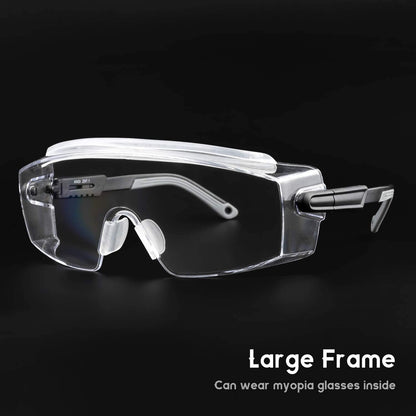 PAERDE Safety Glasses Protective Eyewear Fit over Eyeglasses,Clear Lenses Anti Fog Eye Goggles Protection