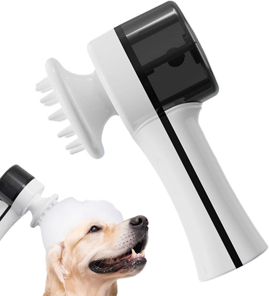 Dog Bath Brush, Foaming Massage Comb, Fast Charging, Compact Design Automatic Washable for Shower or Bathtub Use, Dog Grooming and Bathing, 7.09x3.54x2.76 Inches