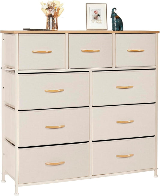 LYNCOHOME Chest of Drawers 9 Drawers Fabric Chest of Drawers Bedroom Storage Unit Bedroom Furniture Chest of Drawers for Kitchen Office Hallway