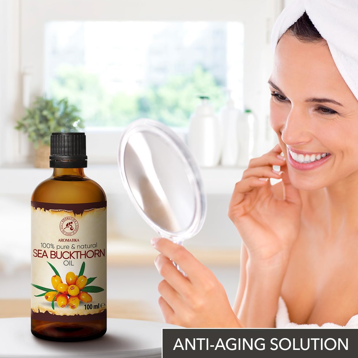 Sea Buckthorn Oil 3.4oz (100ml) - Pure & Natural Base Oil - Hippophae Rhamnoides - Carrier Oil for Hair - Nails - Face & Body - Wellness - Beauty