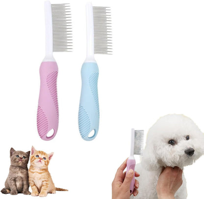Lqucwepp 2PCS Pet Combs,Pet Hair Comb,Long & Short Stainless Steel Teeth for Dogs & Cats Home Grooming Kit, Removes Knots, Mats and Tangles Title