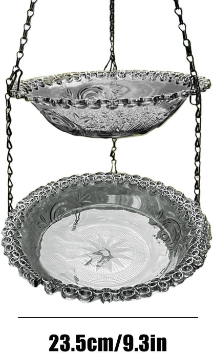 Mangiatoia per uccelli – Vasca per uccelli sospesa – Fontana per uccelli – Ciotola per bere e mangiare per uccelli – Accessorio per gabbia da appendere per giardino, cortile, terrazza, patio
