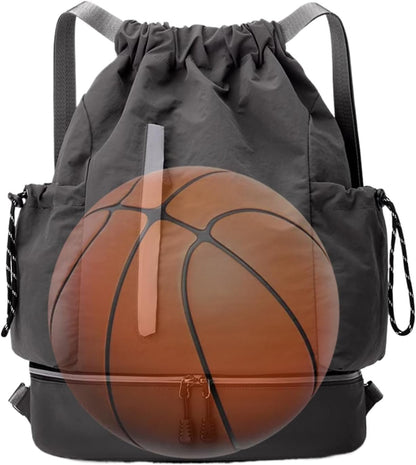 Generico Drawstring Sports Bag Large Capacity, Waterproof Gym Sackpack Travel Backpack, Lightweight Fitness Daypack for Basketball Football Picnic Hiking Outdoor Activities Carrying