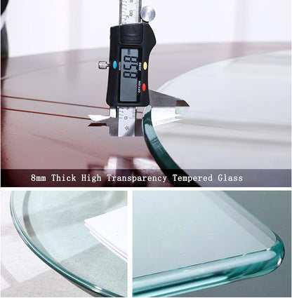 Round Glass Dining Table Top Cover 24 30 36 39inch Glass Replacement for Patio Table with Lazy Susan Turntable Polish Arc Edge