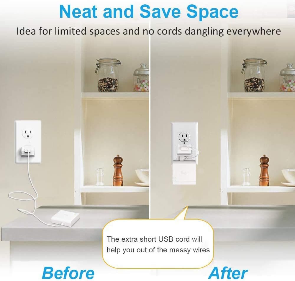 Outlet Mount for Ring Bridge, No Drilling and Speace Saving Wall Mount Holder with Short Cable for Ring Smart Lighting Bridge (1 Pack)