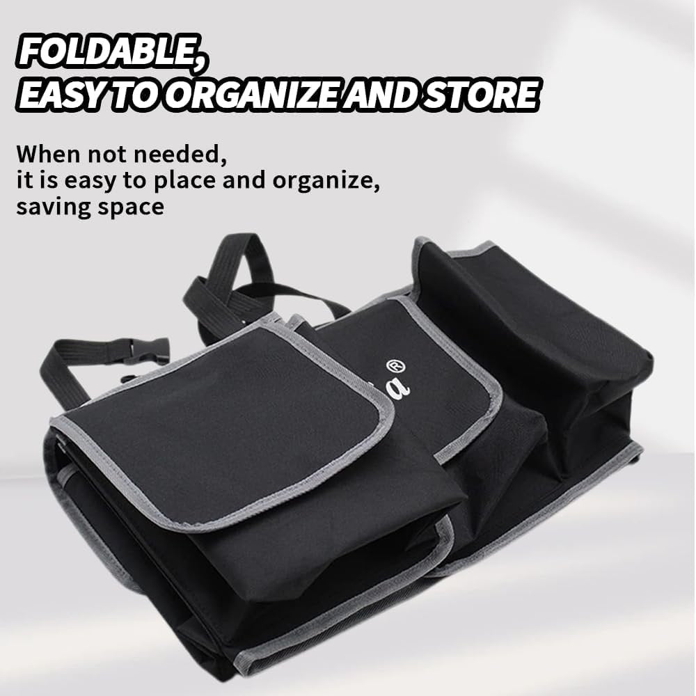 Car Trunk Organizer Storage with 4 Pockets, Collapsible and Waterproof Backseat Hanging Organizer, Car Interior Accessories for SUV, Truck, Van, Cargo