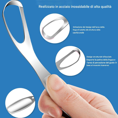 Tongue Scraper, Oral Care Cleaning Tool, 5.71x1.38in Stainless Steel Tongue Cleaner, Fan Shape Design, Authentic Construction for Daily, Adult, Bathroom Use