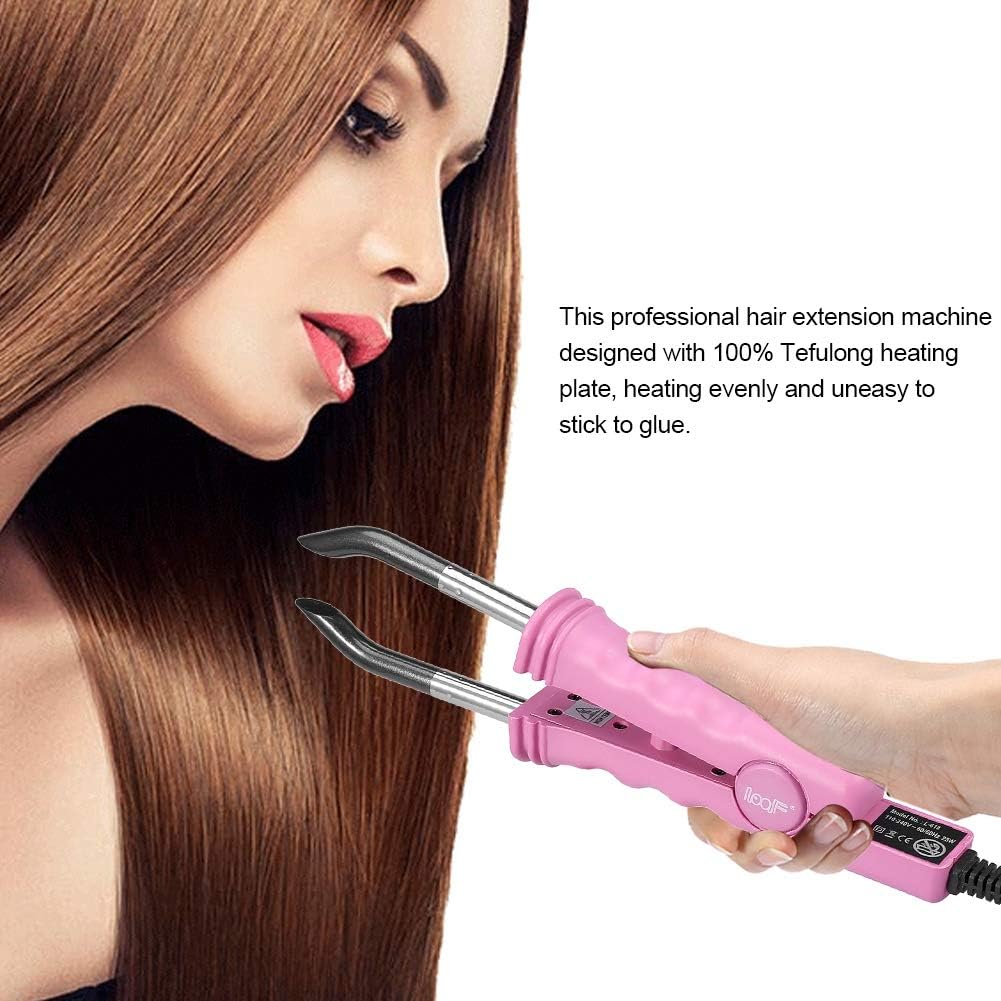 Tbest Hair Extension Connector Machine, Salon Wig Tool, Wig Tool, Thermal Hair Pink