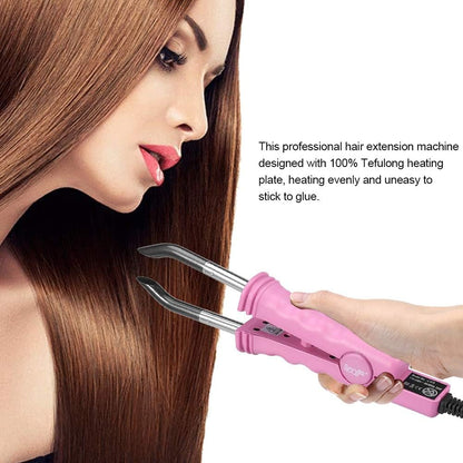 Tbest Hair Extension Connector Machine, Salon Wig Tool, Wig Tool, Thermal Hair Pink