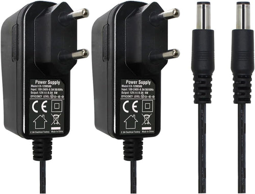 Security-01 2 Pack AC to DC 12V 0.5A 5.5mm Plug 2.1mm Adapter for CCTV LED Camera