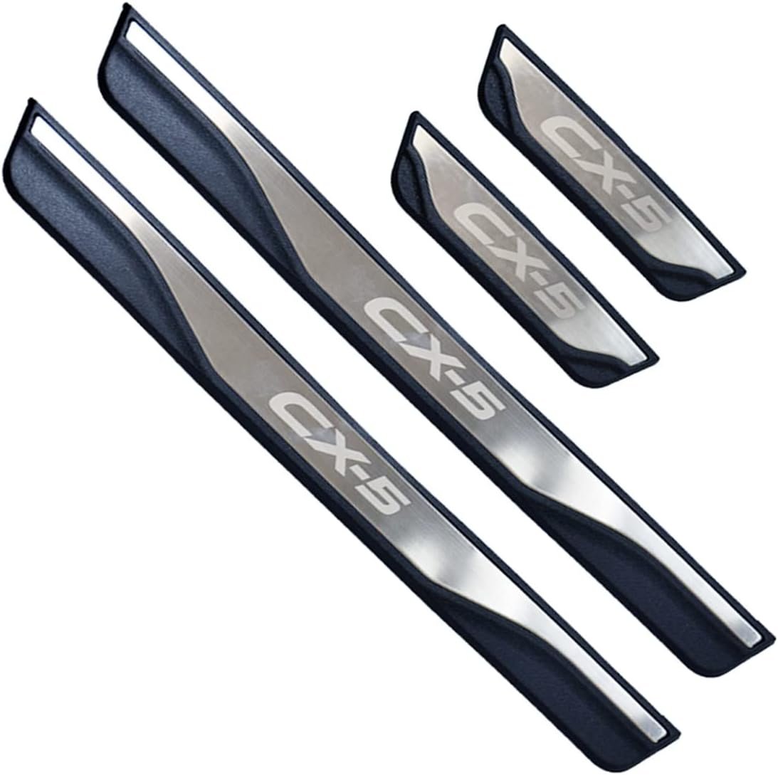 FEOYDS Stainless Door Sill Protector Kick Plate Entry Guard Kit for Mazda CX-5 2013-2025 Interior Accessory (Silver CX 5)